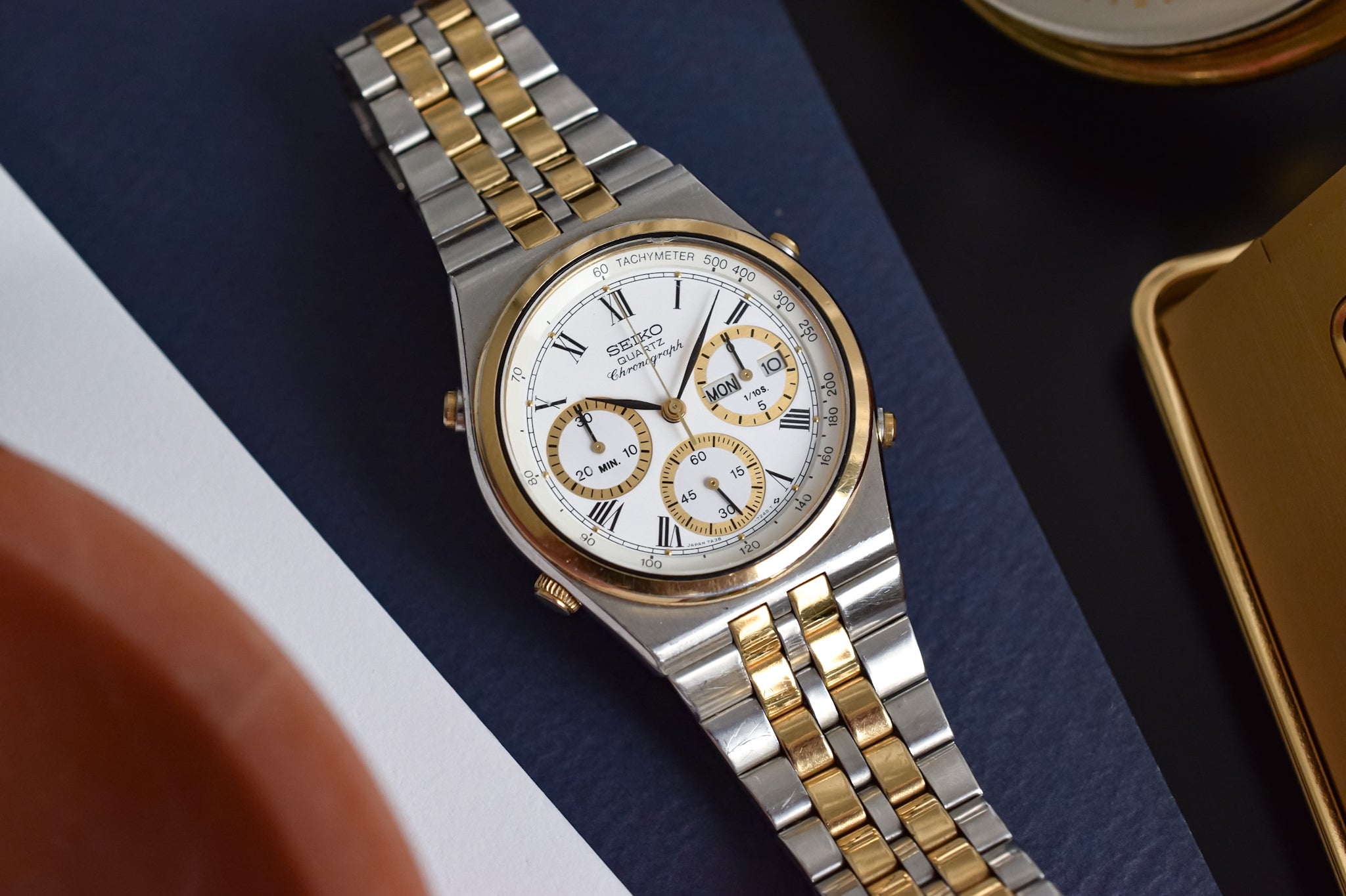 1988 Seiko TwoToned Chrono Calendar Oldtimer Watch Shop