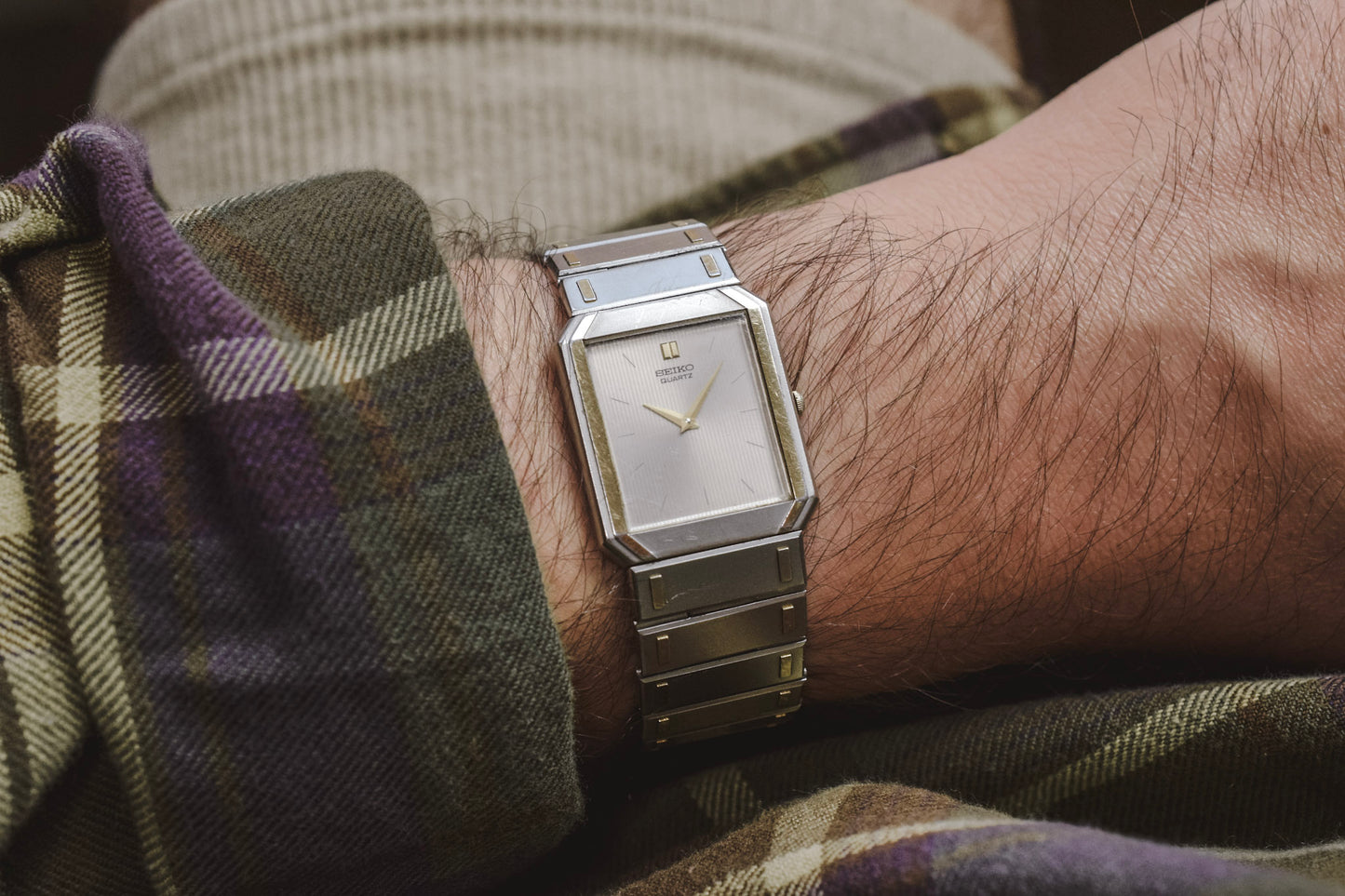 1984 Seiko Santos Two Toned Gray Tapestry Dial