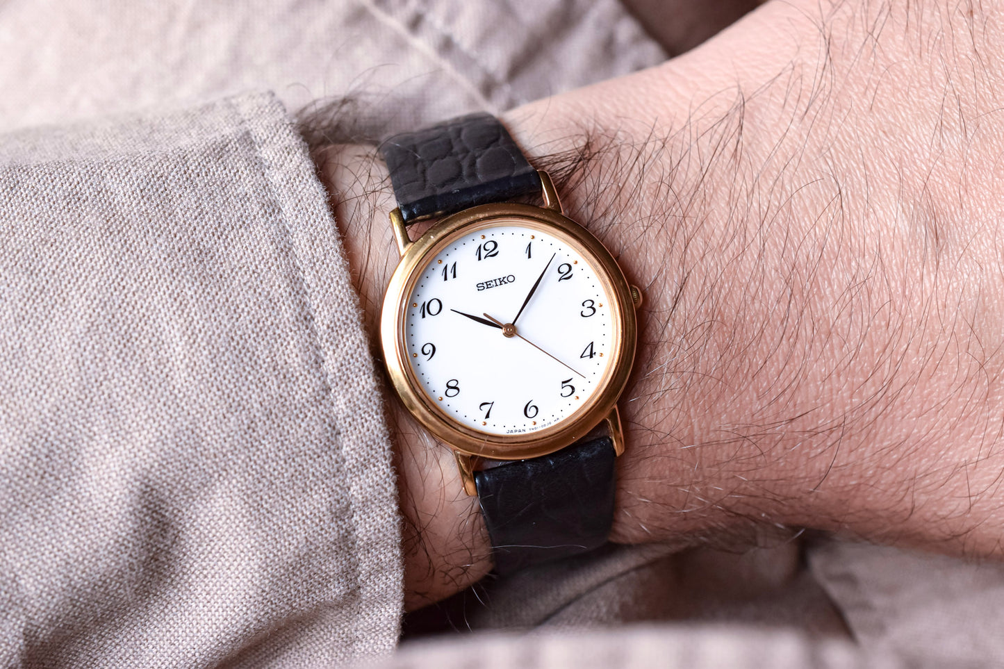 2003 Seiko Gold Tone Breguet Numerals - Black Strap