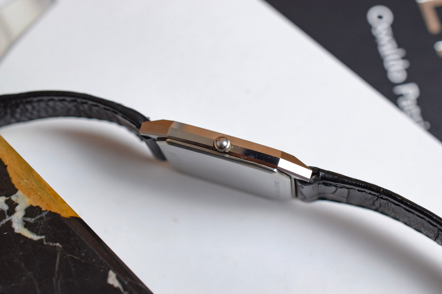 Vintage Longines Quartz Black Brick Dial Octo