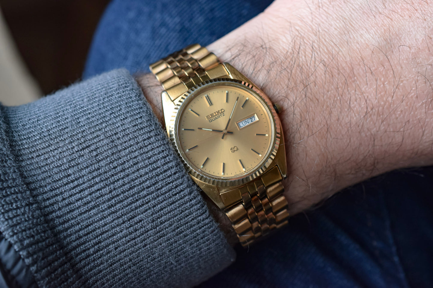 1997 Seiko SQ Champagne Dial Day-Date