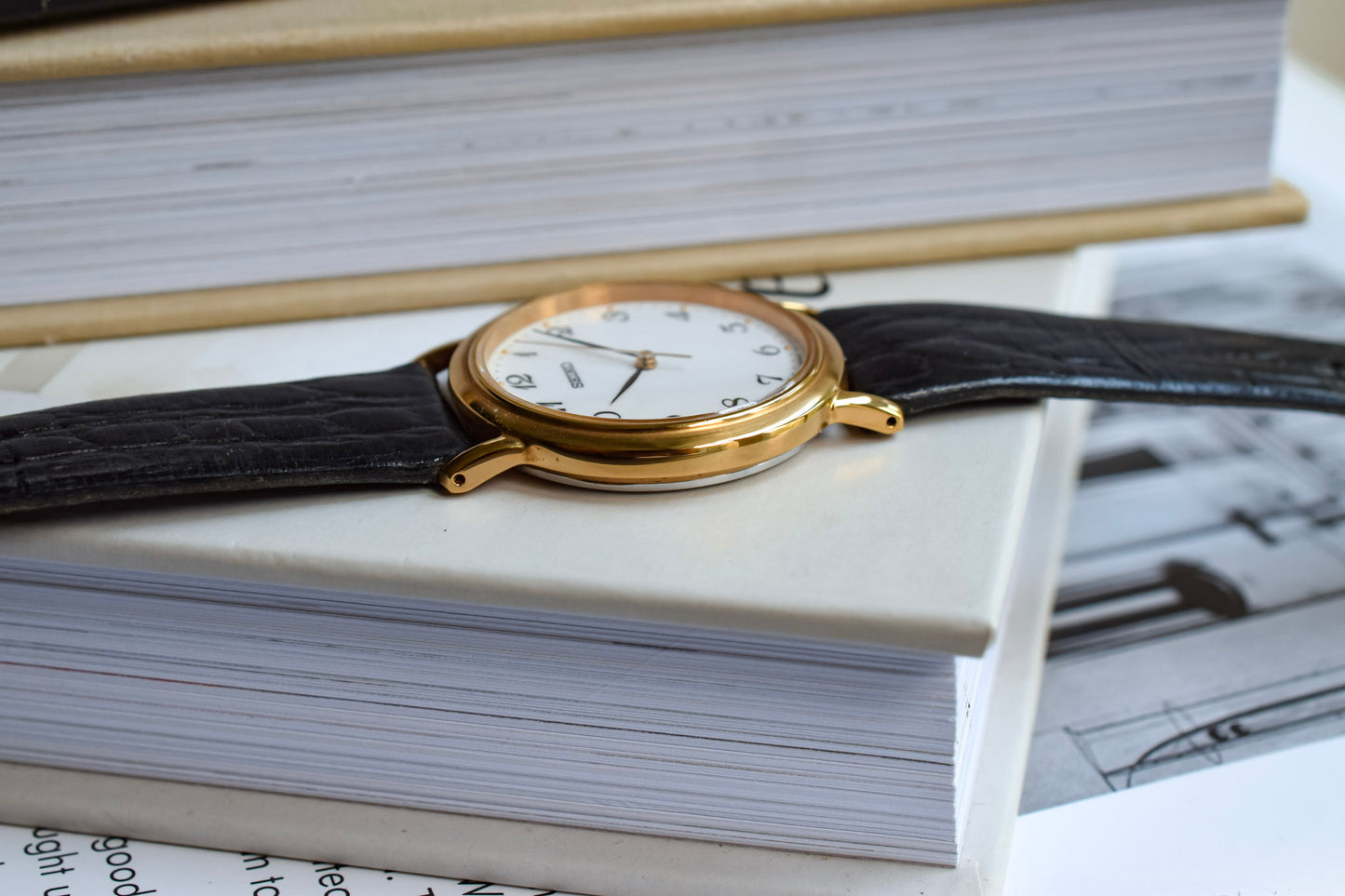 2003 Seiko Gold Tone Breguet Numerals - Black Strap