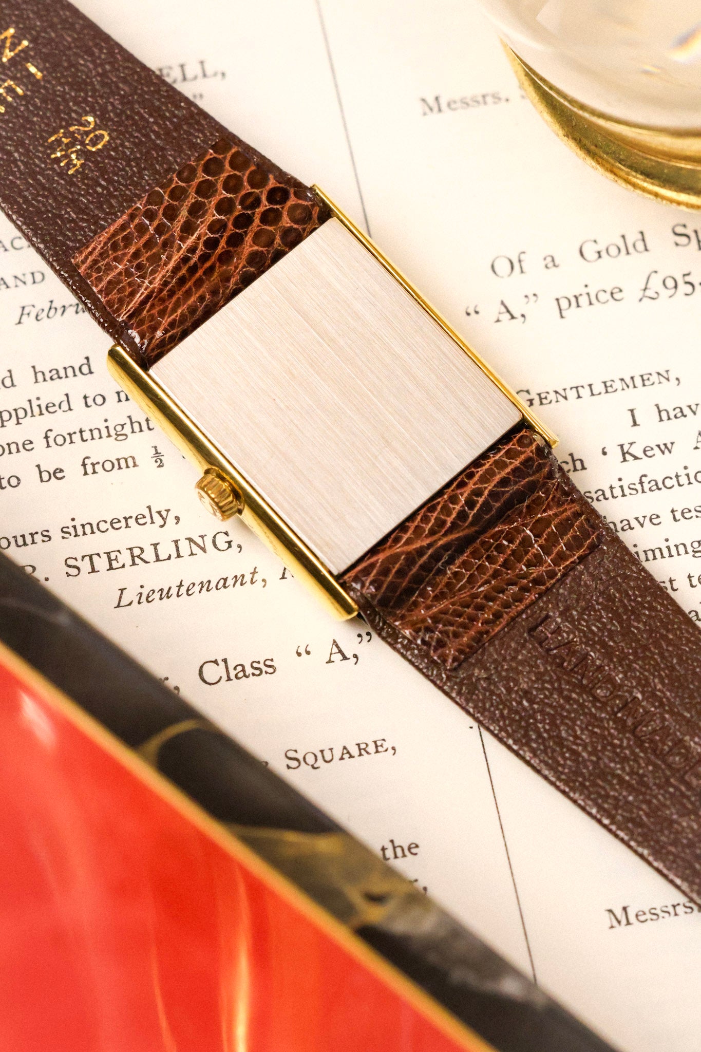 1970s Omega De Ville Gold Plated Chocolate Quadrant Tank