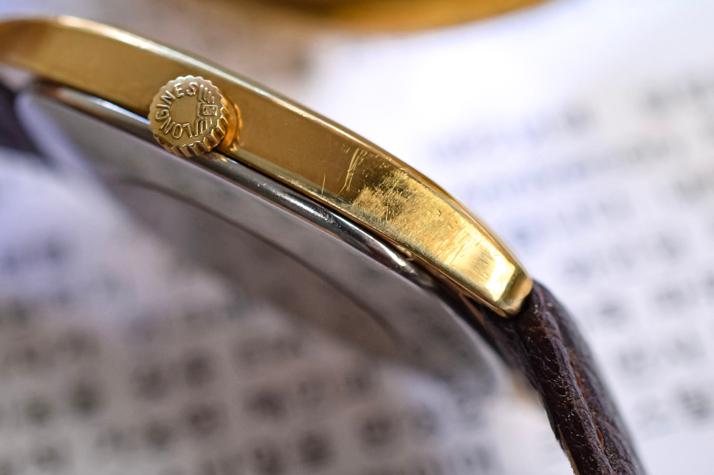 Vintage Longines Mechanical Linen Dial Tonneau