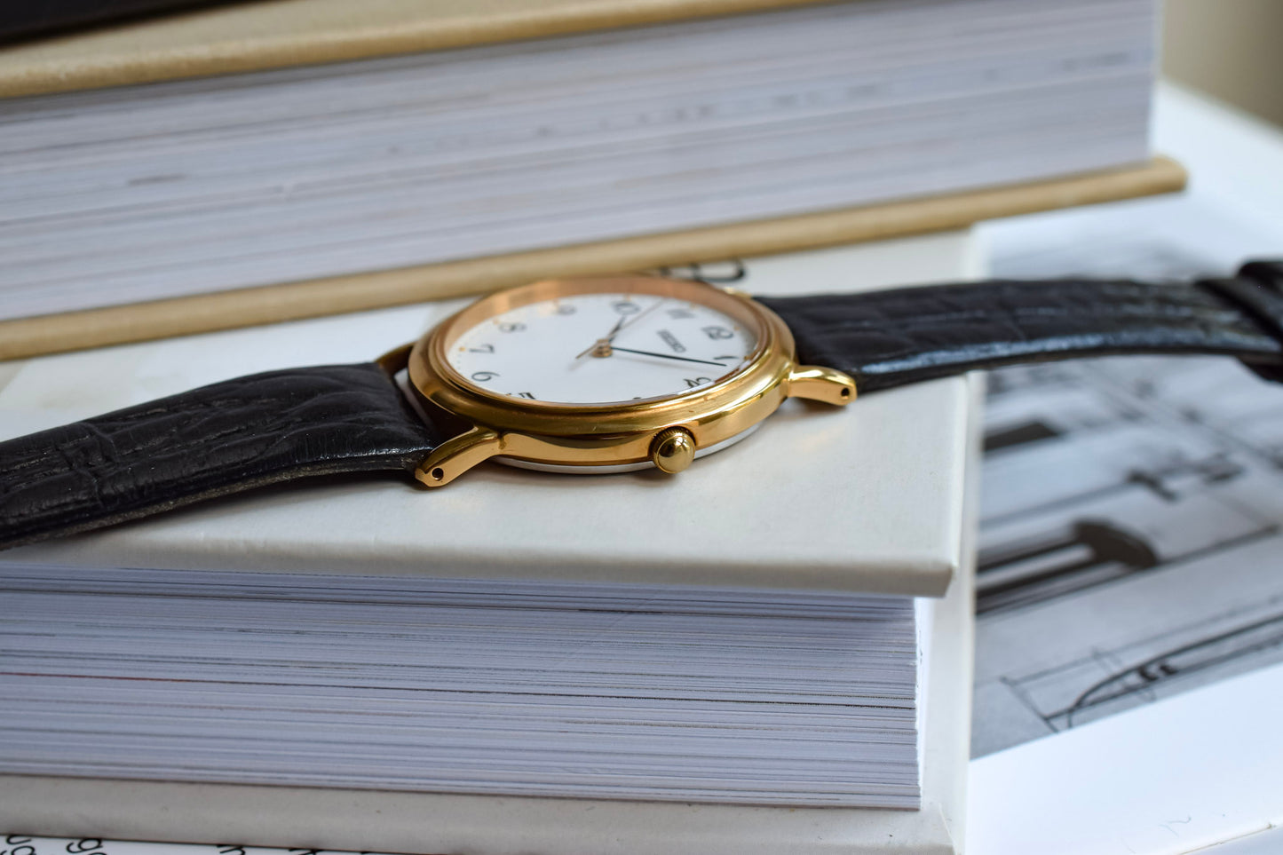 2003 Seiko Gold Tone Breguet Numerals - Black Strap