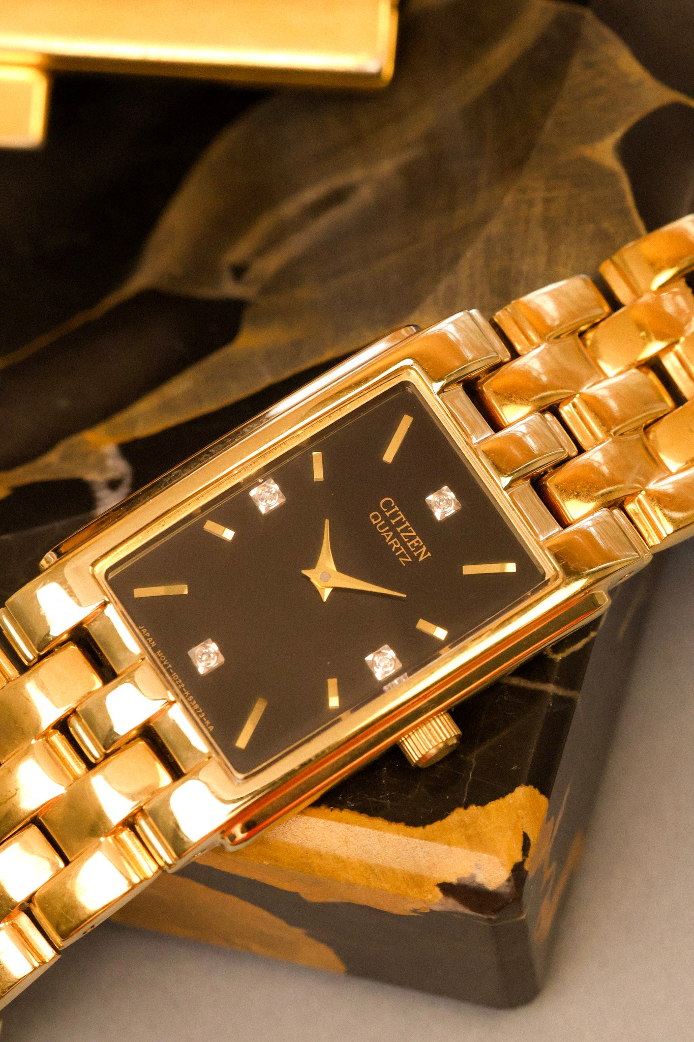 1984 Citizen Golden Diamond Dial Cuff