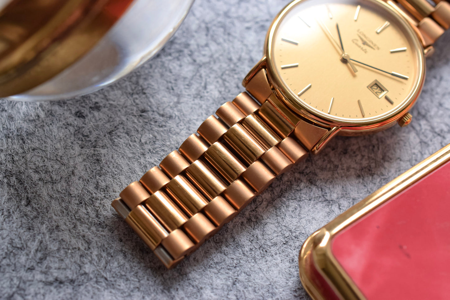 Vintage Longines Quartz Champagne Calendar
