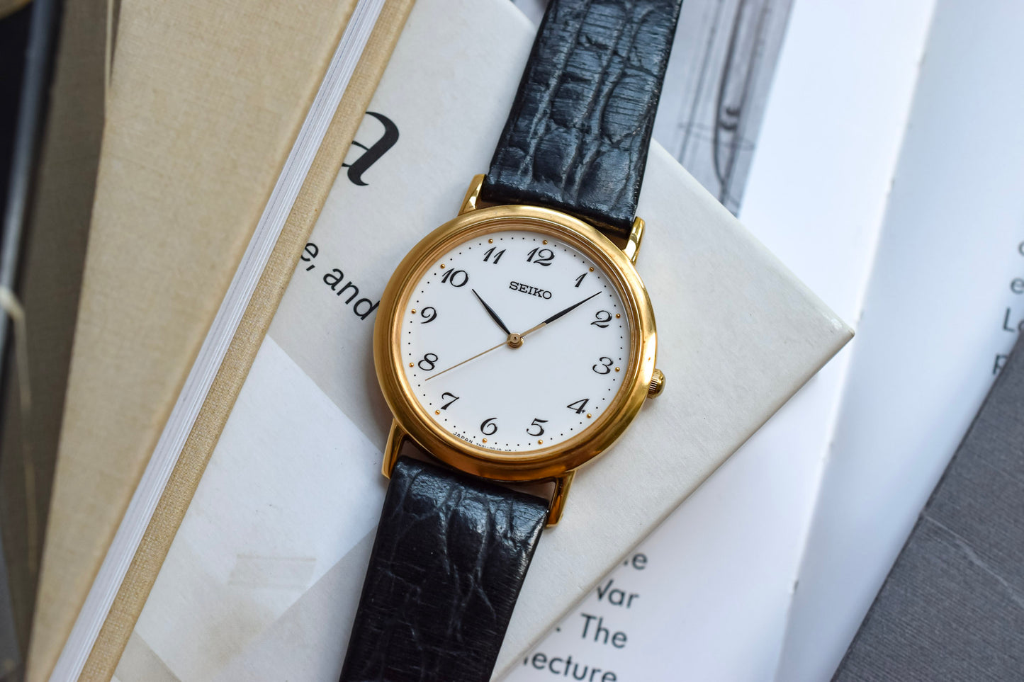 2003 Seiko Gold Tone Breguet Numerals - Black Strap