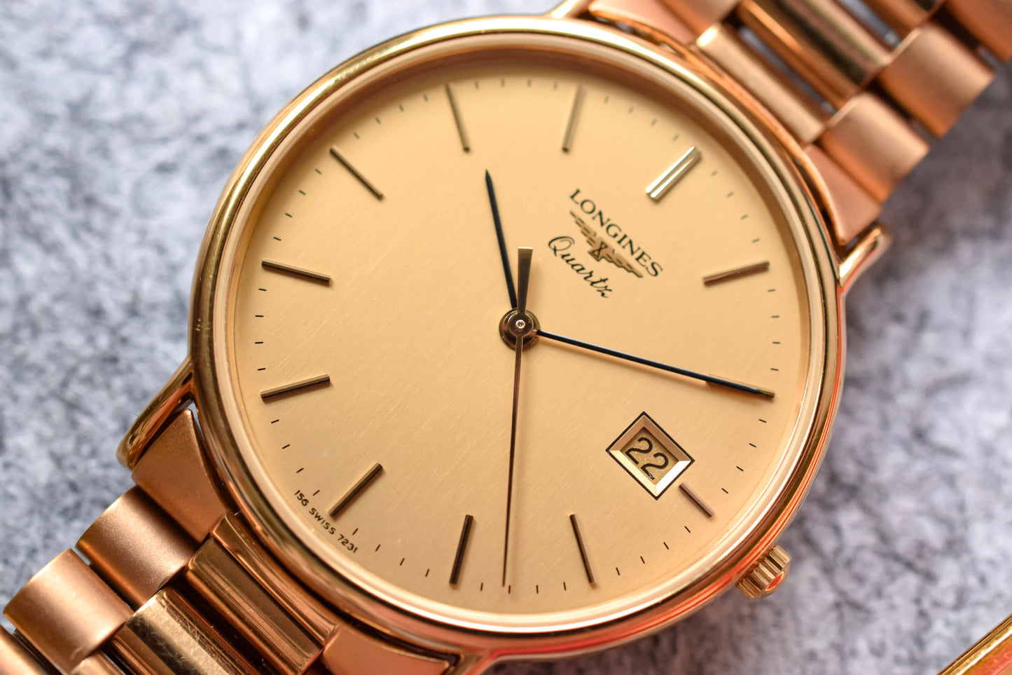 Vintage Longines Quartz Champagne Calendar