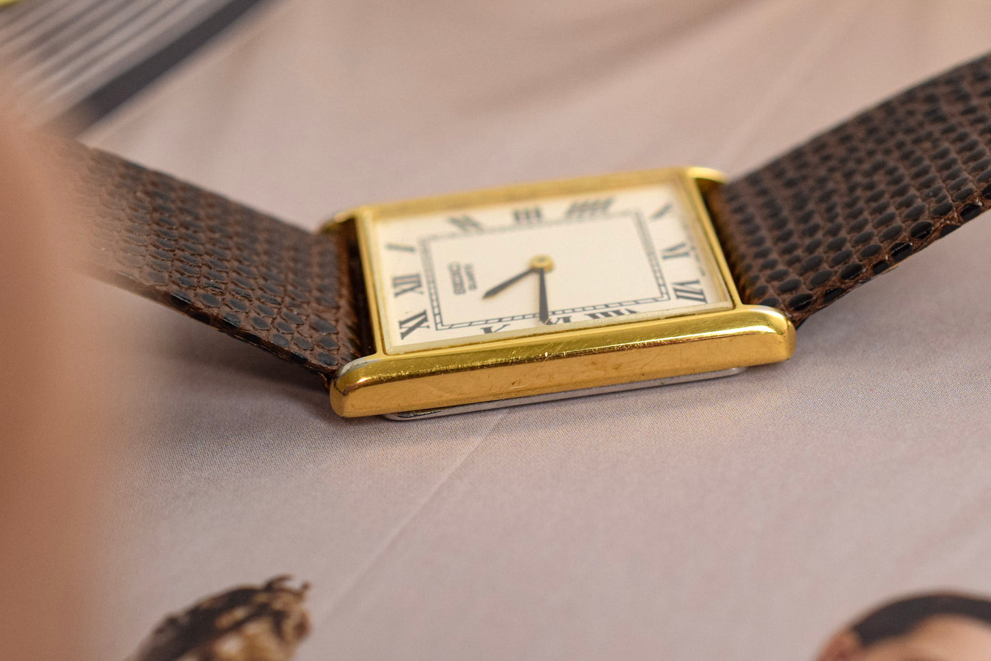 1992 Seiko Roman Tank - Brown Strap