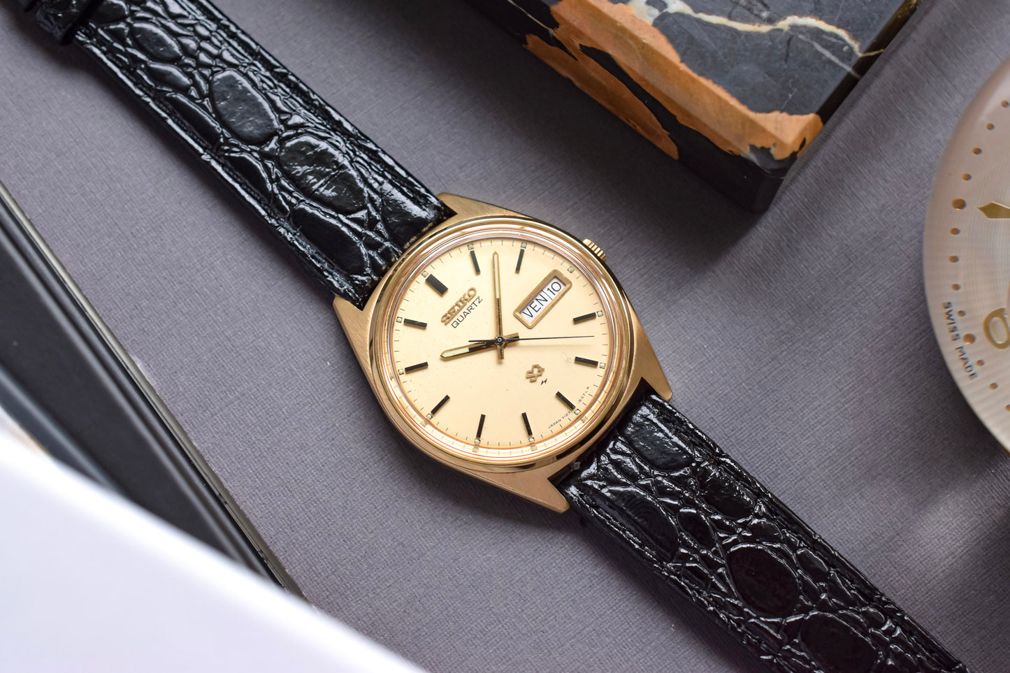 1981 Seiko SQ Champagne French Day-Date