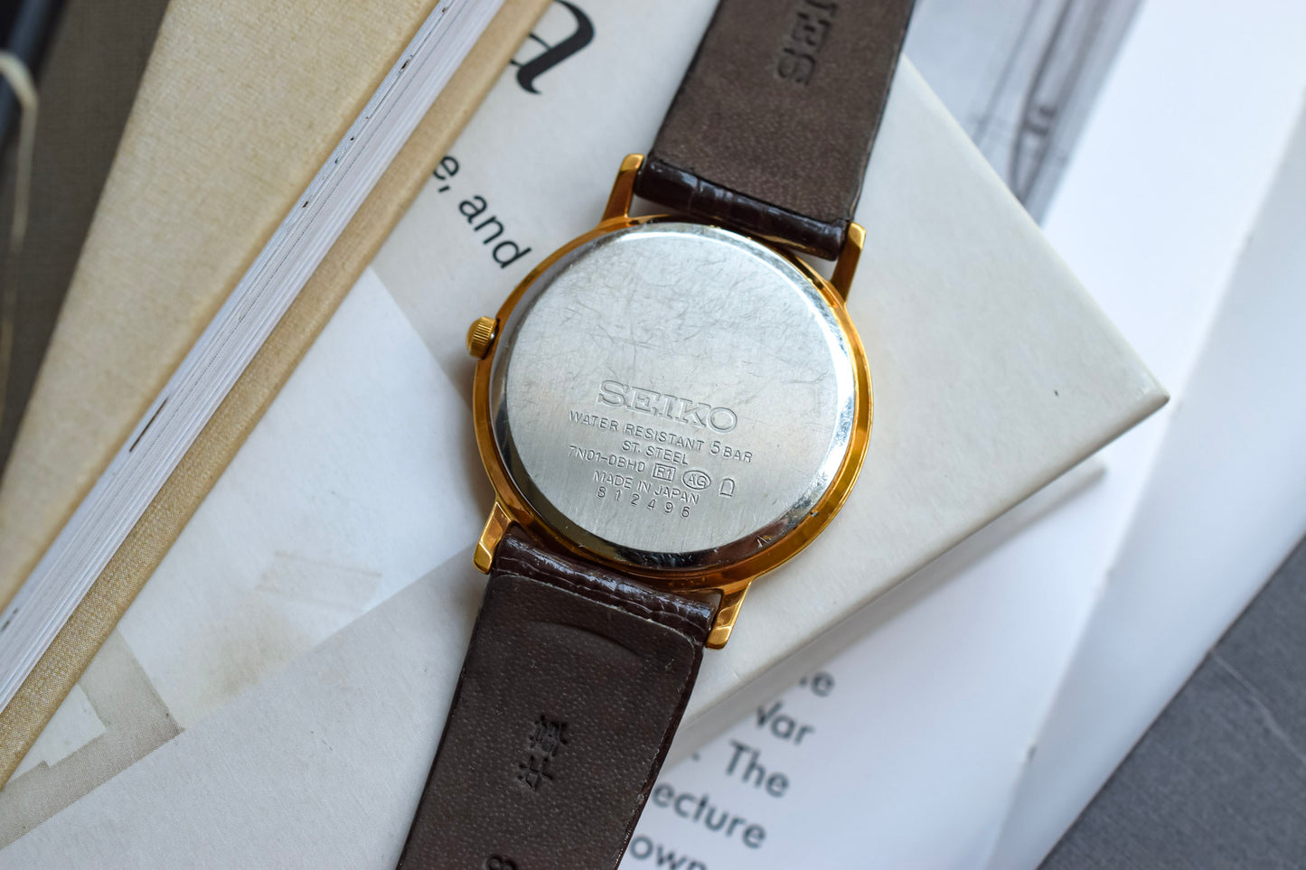 1998 Seiko Gold Tone Breguet Numerals - Brown Strap