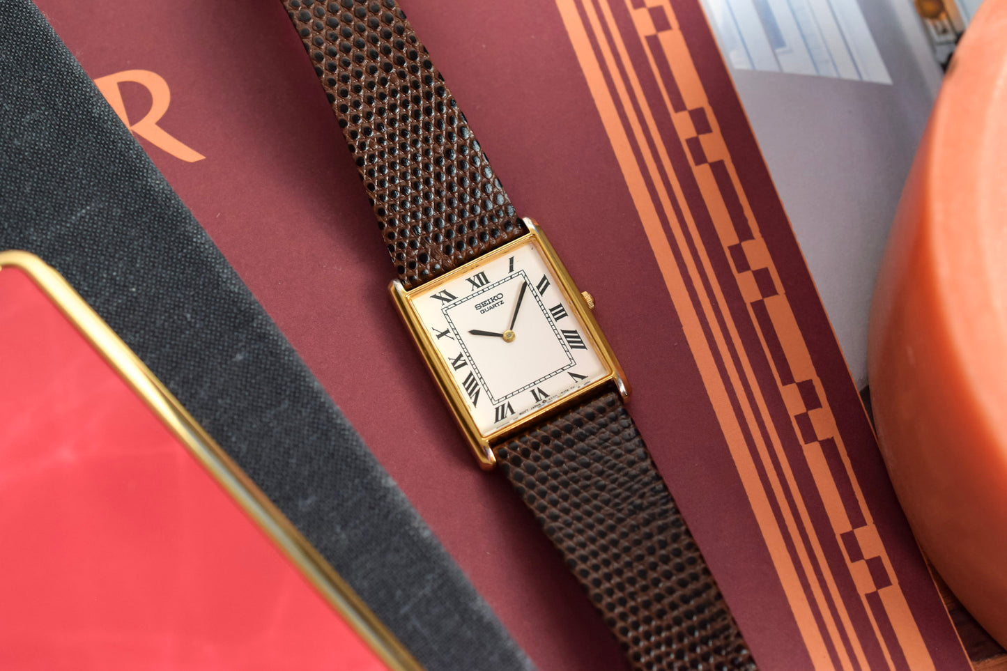 1992 Seiko Roman Tank - Brown Strap