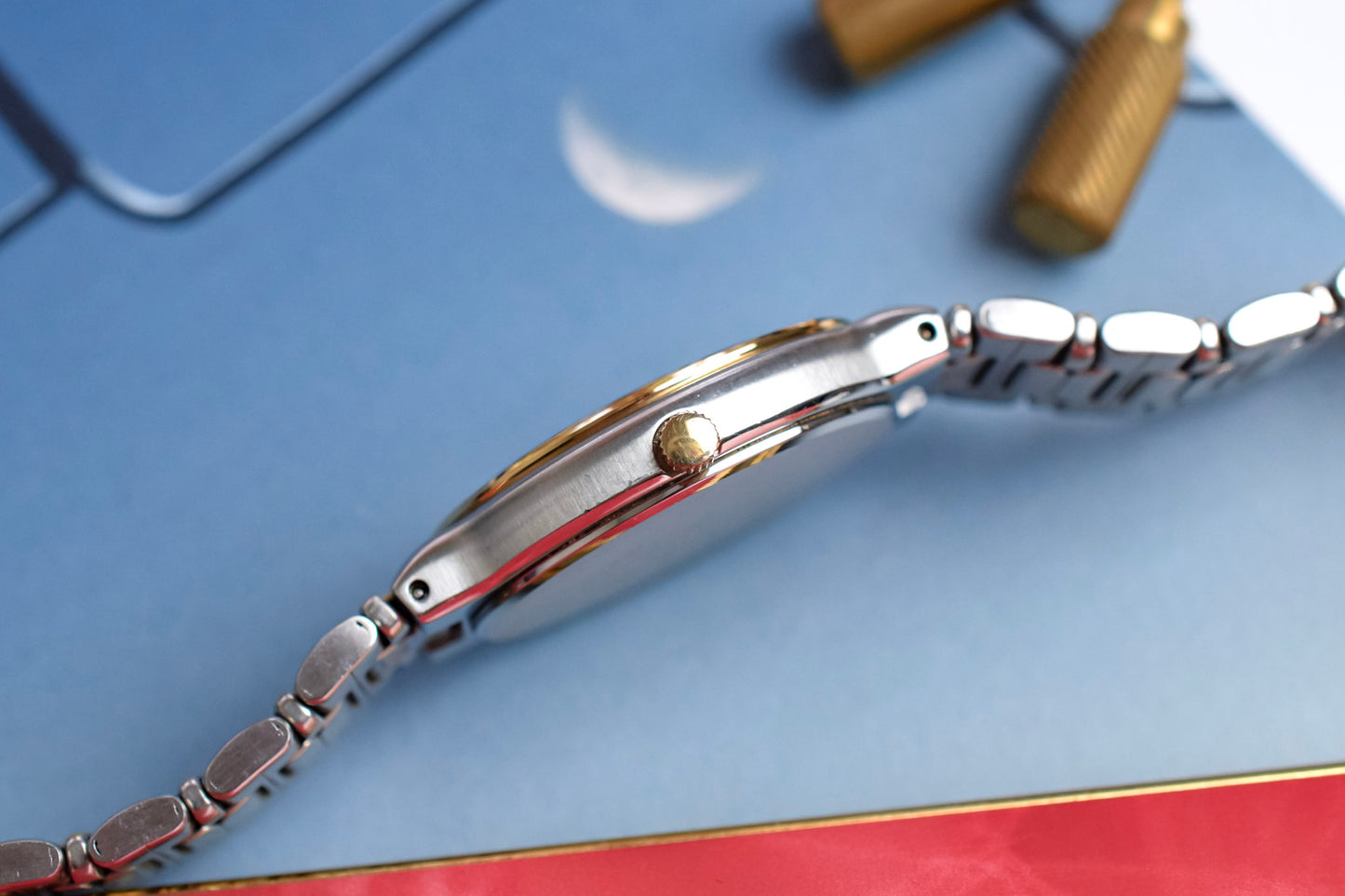 1988 Seiko Two Toned Roman Moonphase Calendar