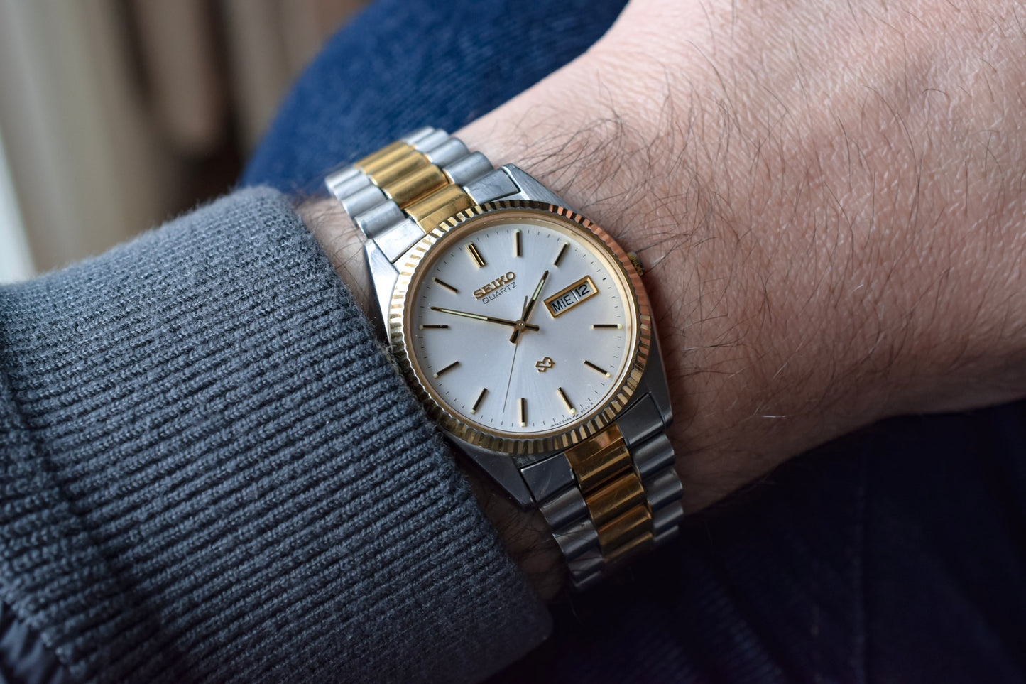 1992 Seiko SQ Two Toned Silver Dial Day-Date "President"