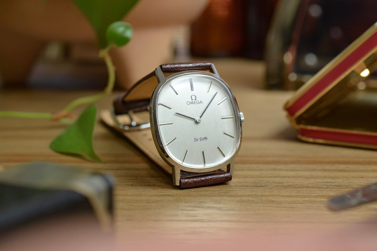 1970s Omega De Ville Silver Steel Ellipse