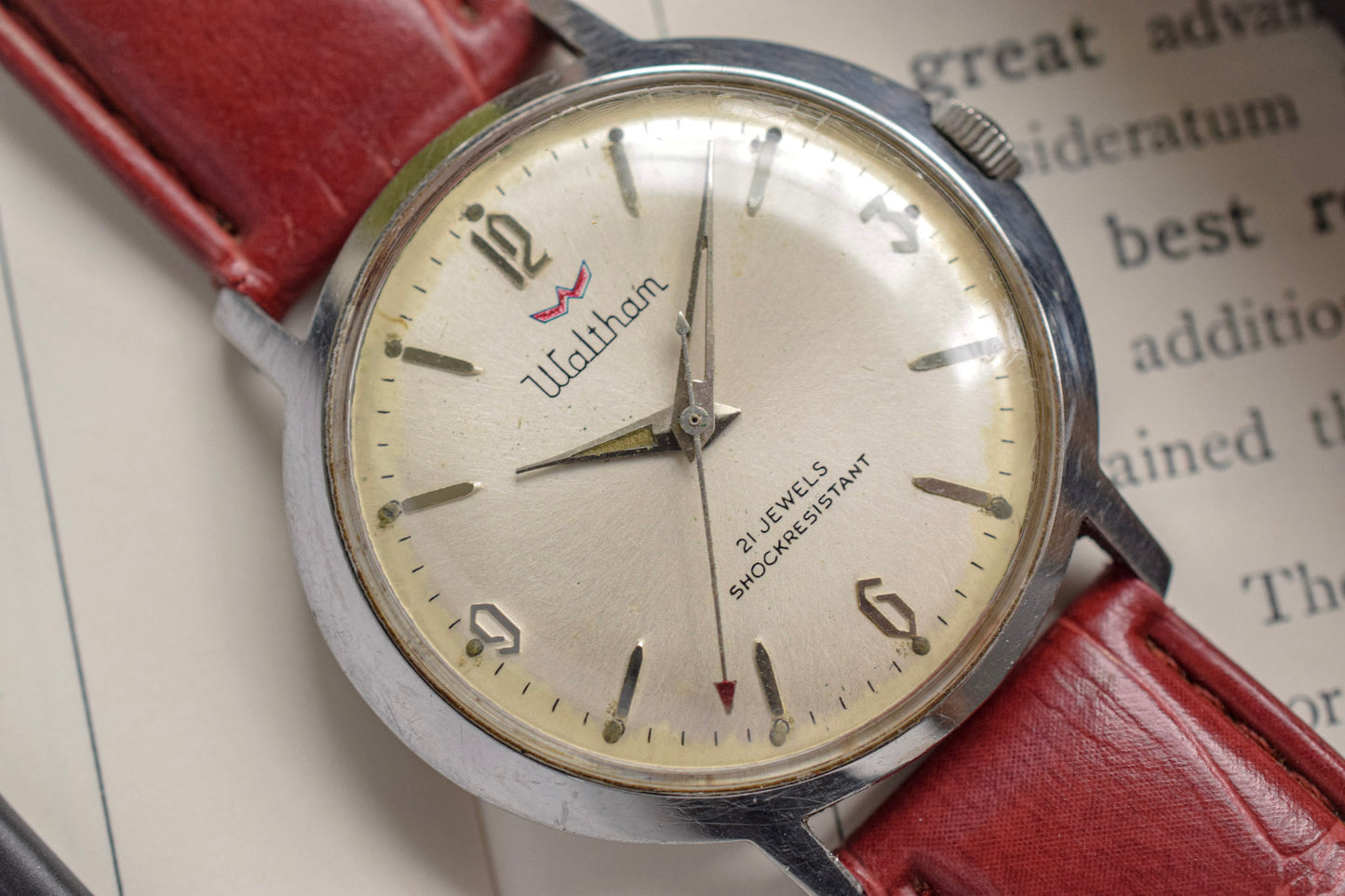 Vintage Waltham Mechanical Red Arrow Explorer