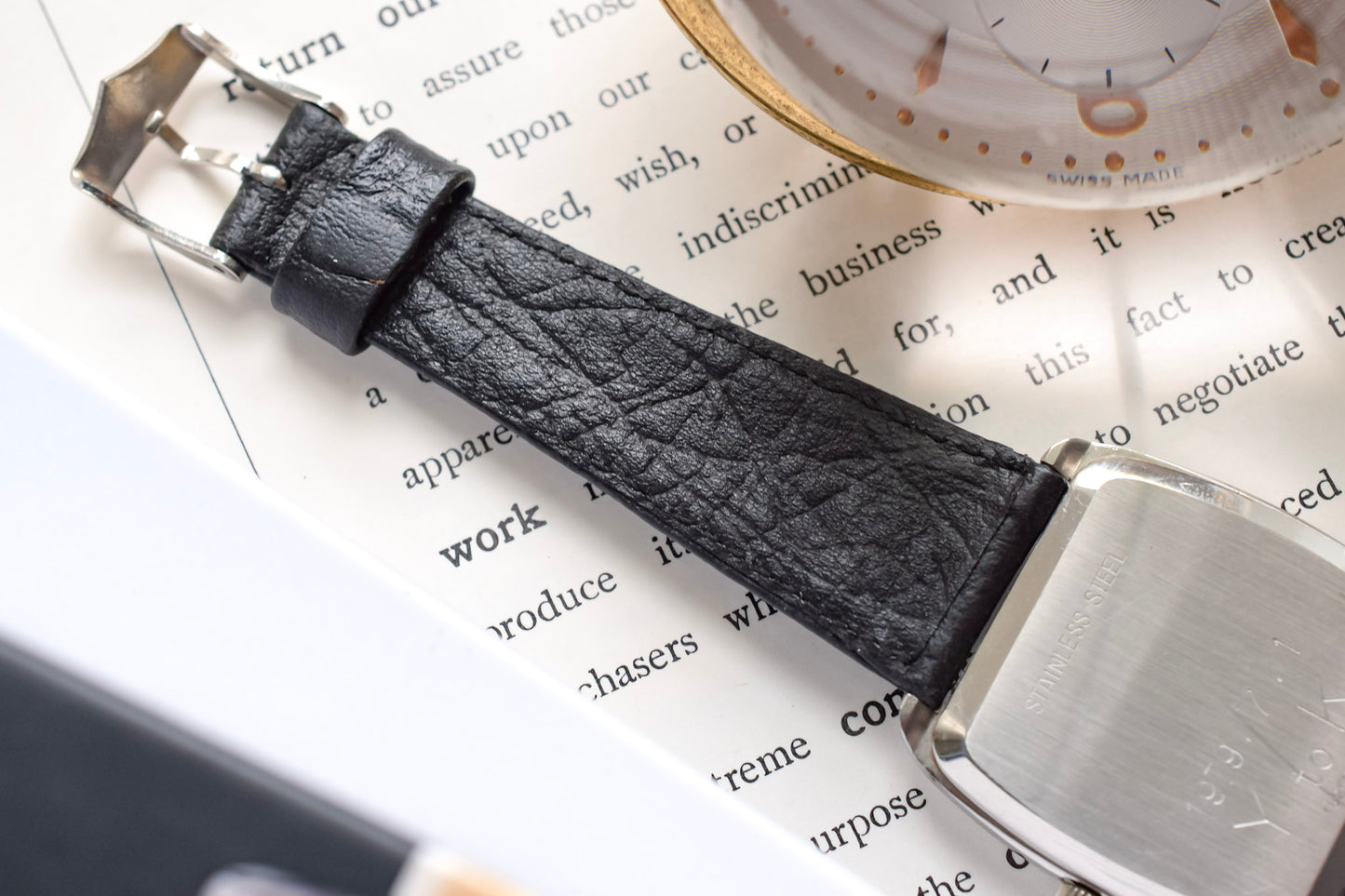 1970s Longines Steel Linen Dial Quartz Square Cushion