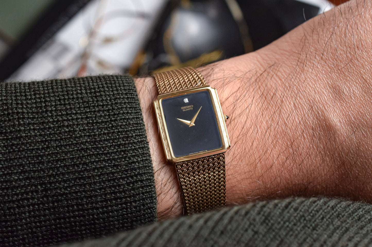 1986 Seiko Bark Gilt Diamond Dial Tank