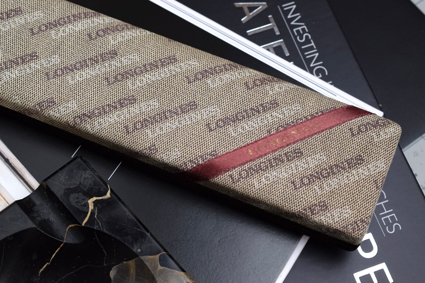 Vintage NOS Longines Quartz Golden Gilt Sector Dial Tank