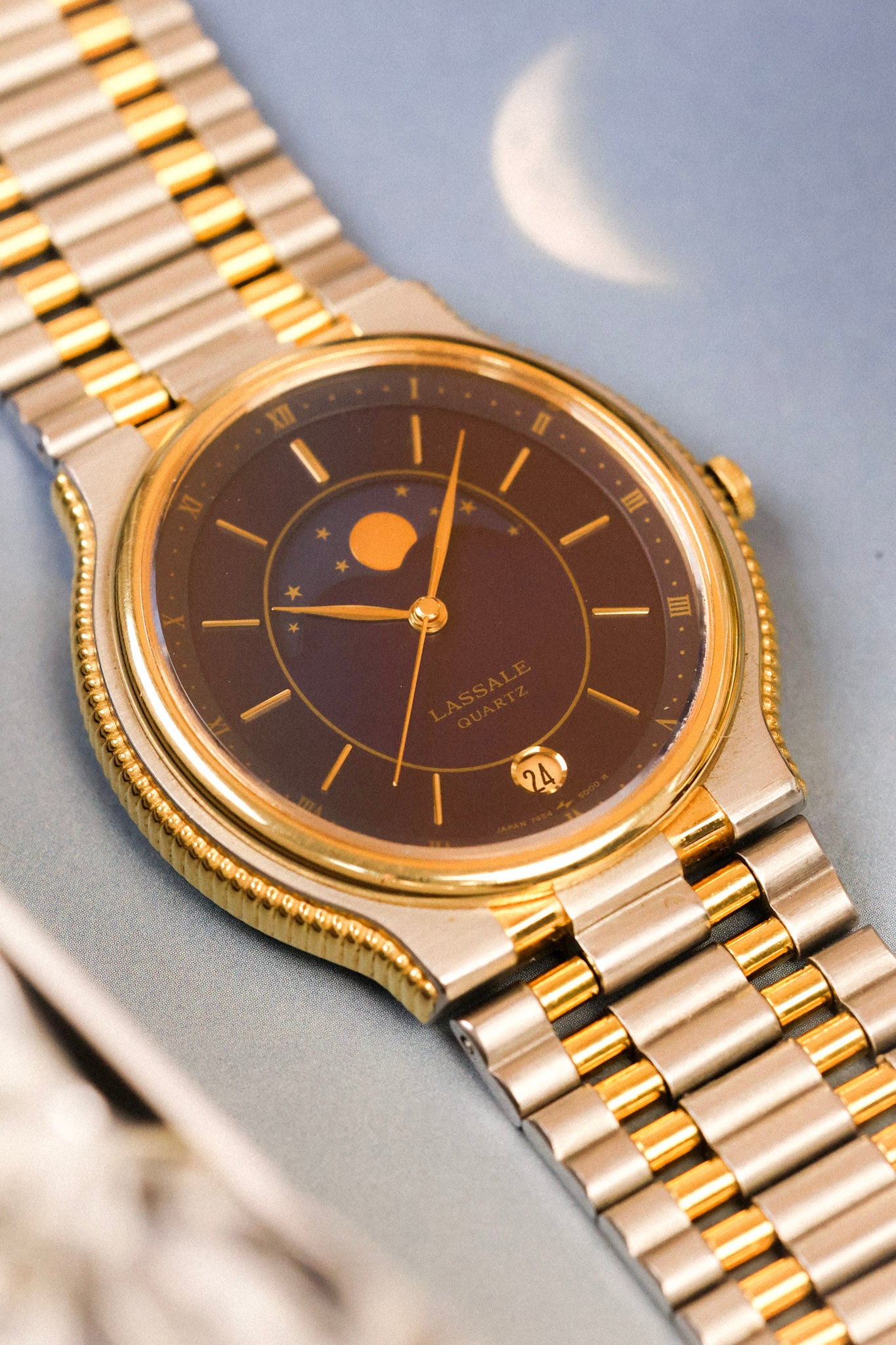 1985 Seiko Lassale Moonphase Coin Edge Ellipse
