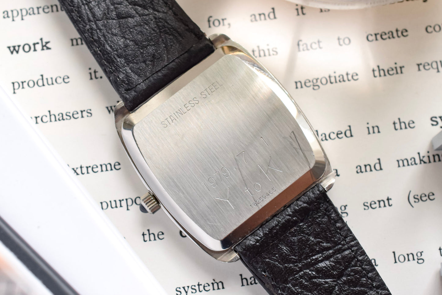 1970s Longines Steel Linen Dial Quartz Square Cushion