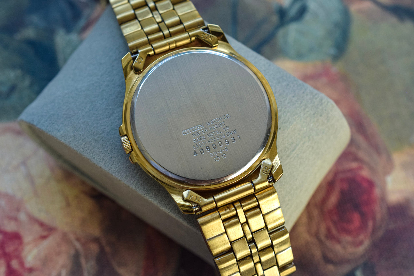 1984 Citizen CQ Champagne Tapestry Dial Day-Date
