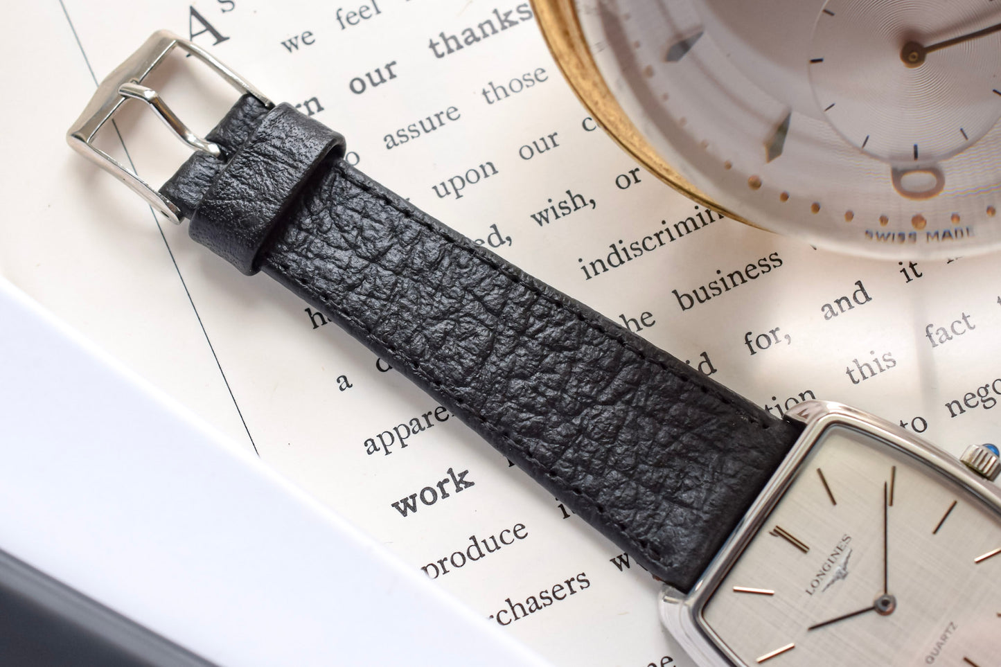 1970s Longines Steel Linen Dial Quartz Square Cushion
