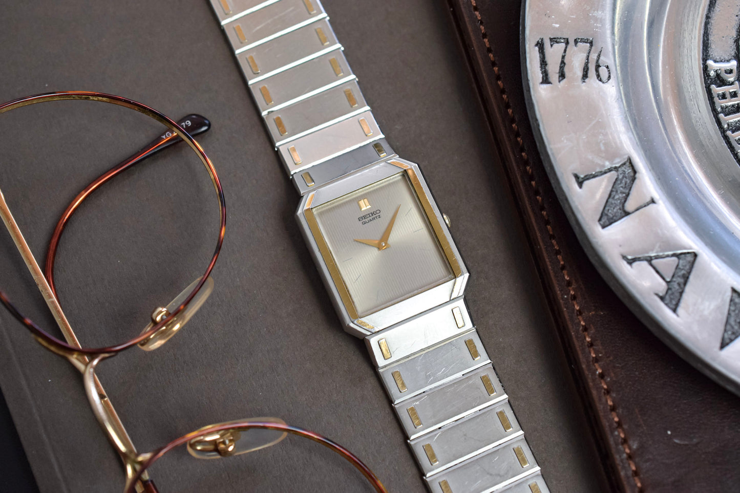 1984 Seiko Santos Two Toned Gray Tapestry Dial