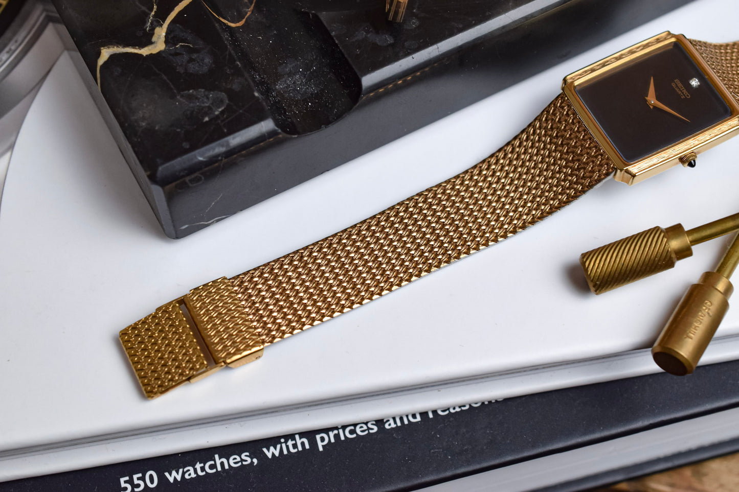 1986 Seiko Bark Gilt Diamond Dial Tank