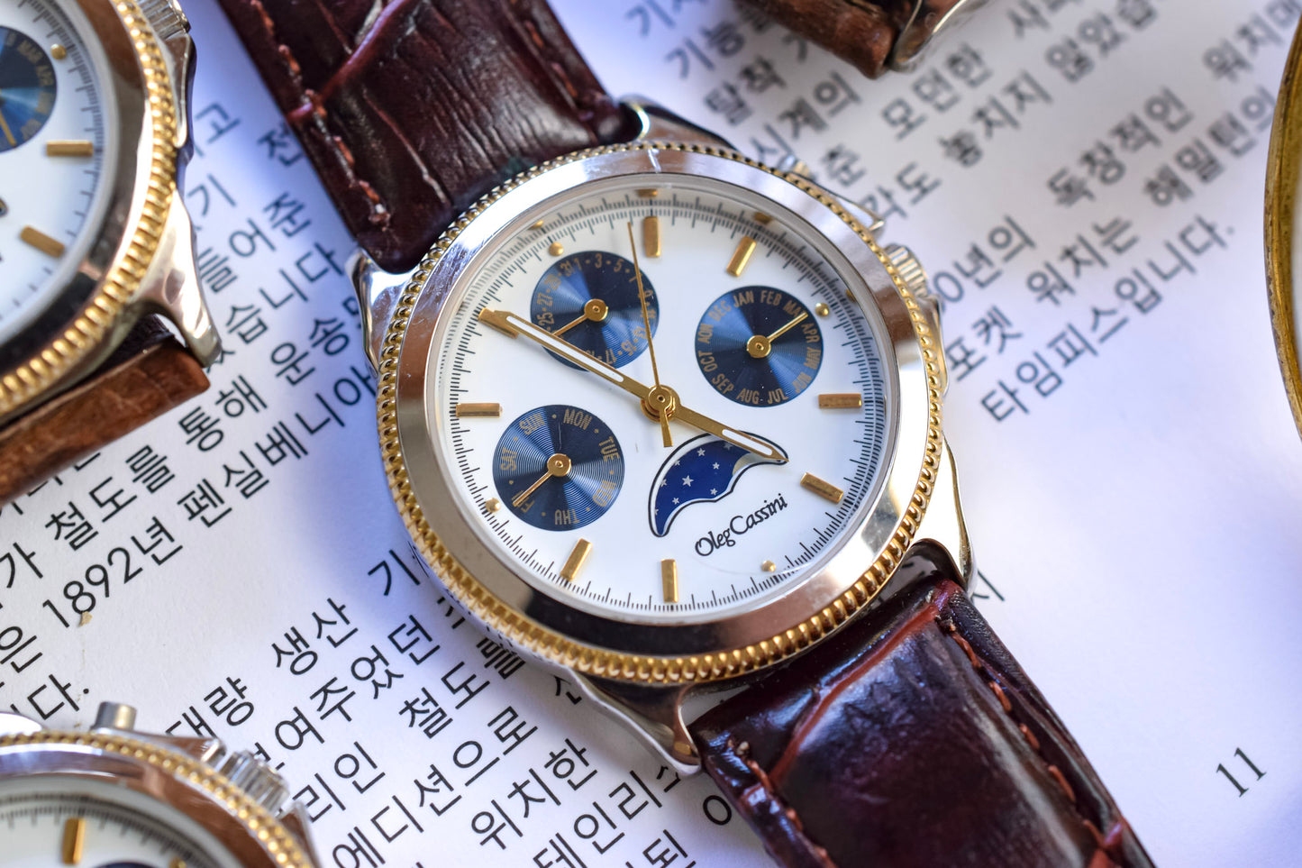 Neo-vintage Oleg Cassini Triple Calendar Moonphase