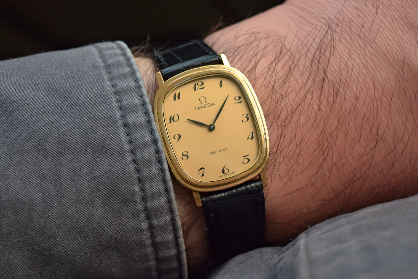 1970s Omega De Ville Gold Plated Mechanical Breguet Dial Ellipse