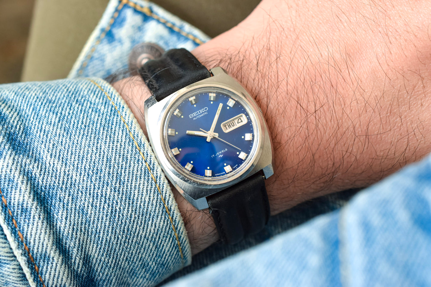 1973 Seiko Blue Steel Cushion Day-Date