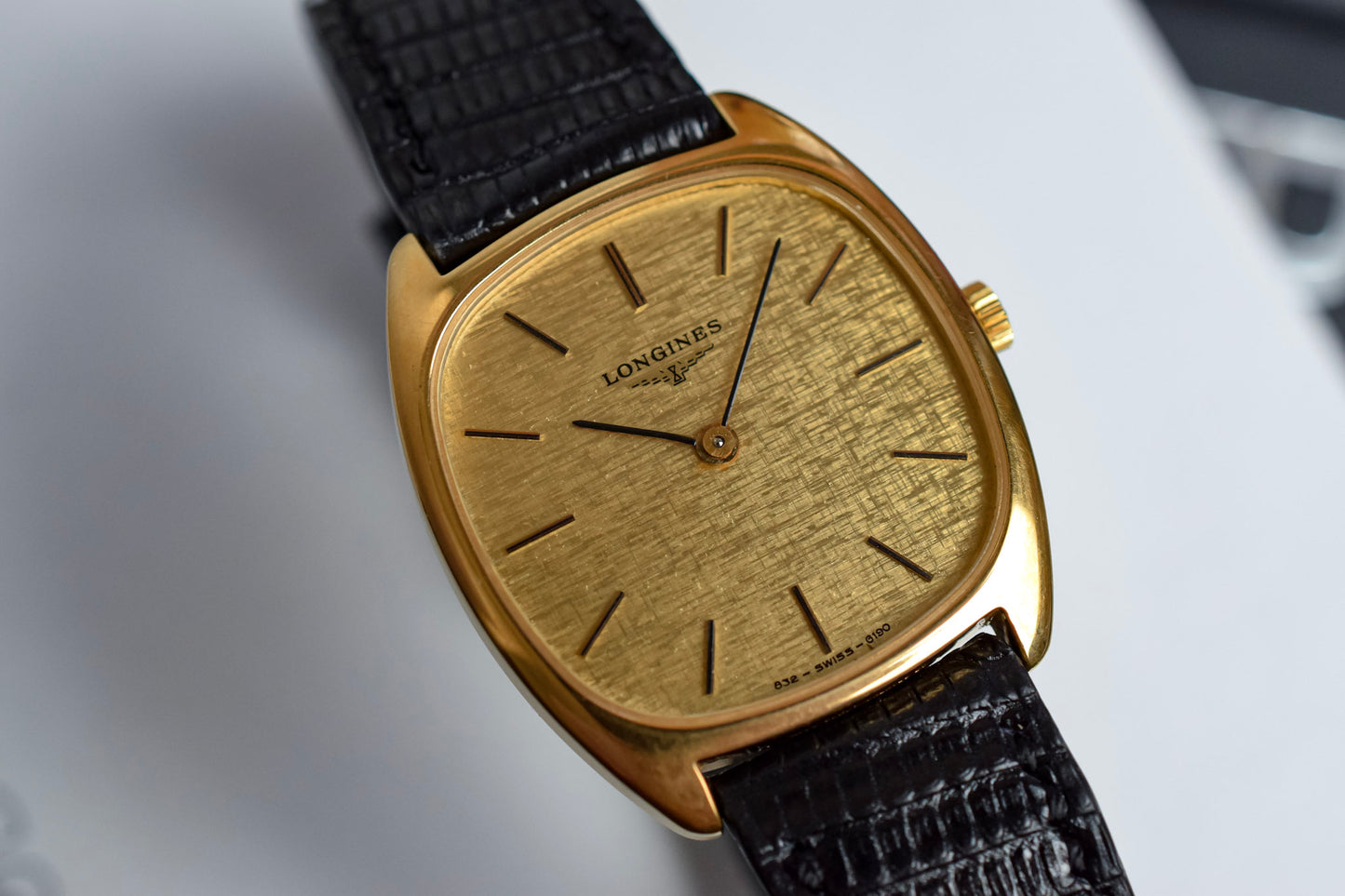 Vintage Longines Mechanical Linen Dial Tonneau