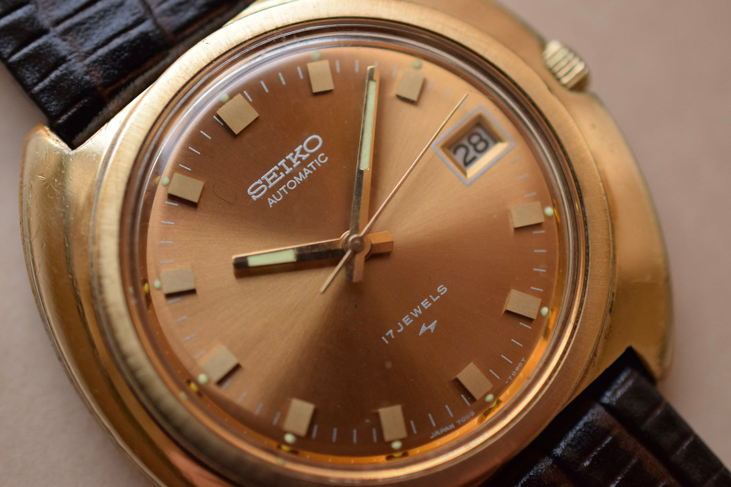 1972 Seiko Champagne C Cushion Calendar