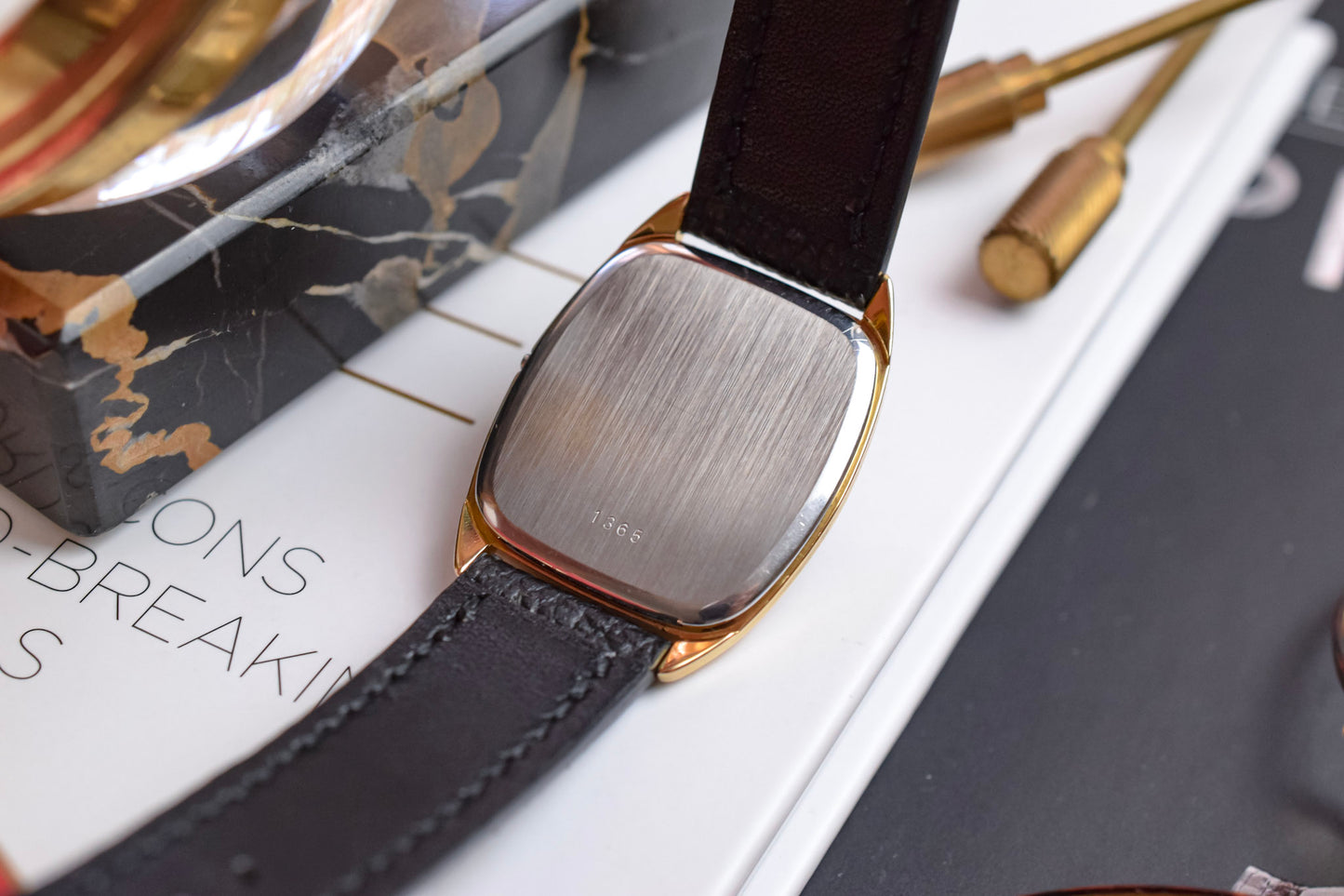 1980s Omega De Ville Quartz Ghost Gray Ellipse