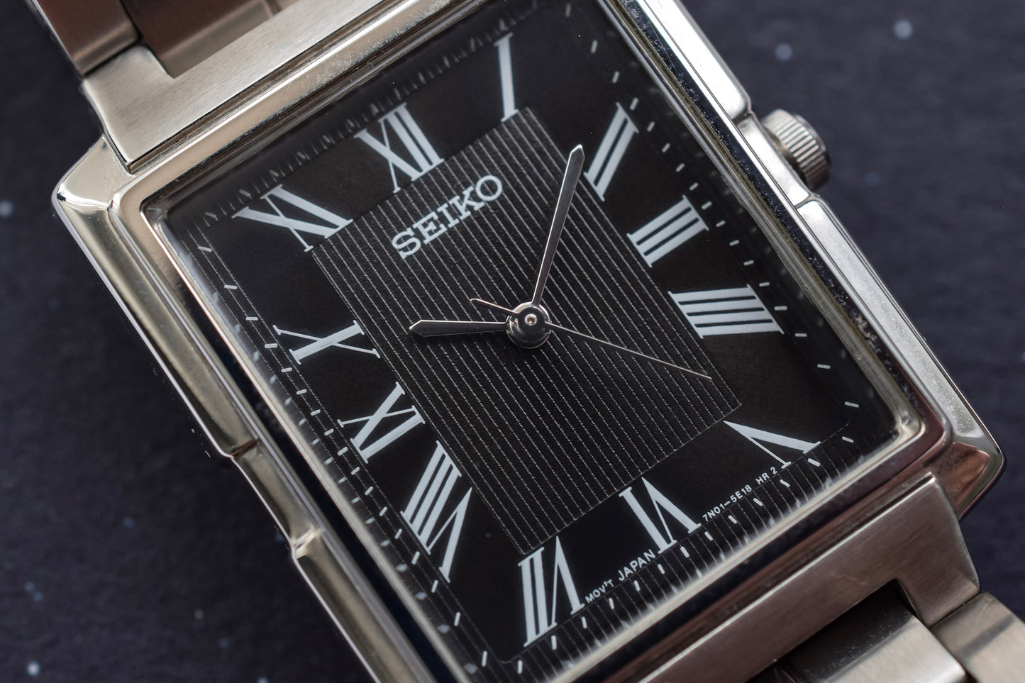 2003 Seiko Black Dial Roman Tank - New Old Stock