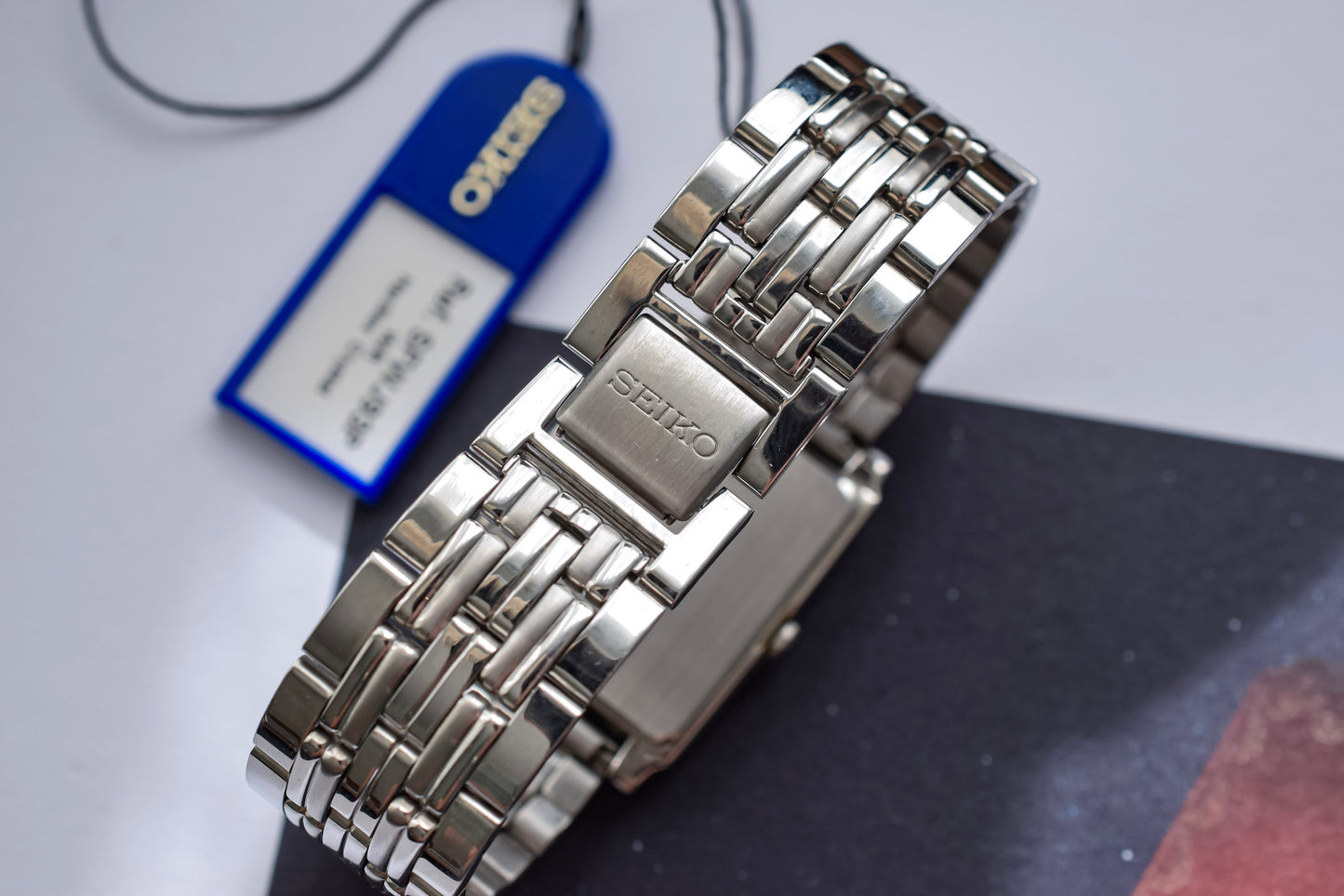 2000 Seiko White Guilloche Dial Tank - New Old Stock