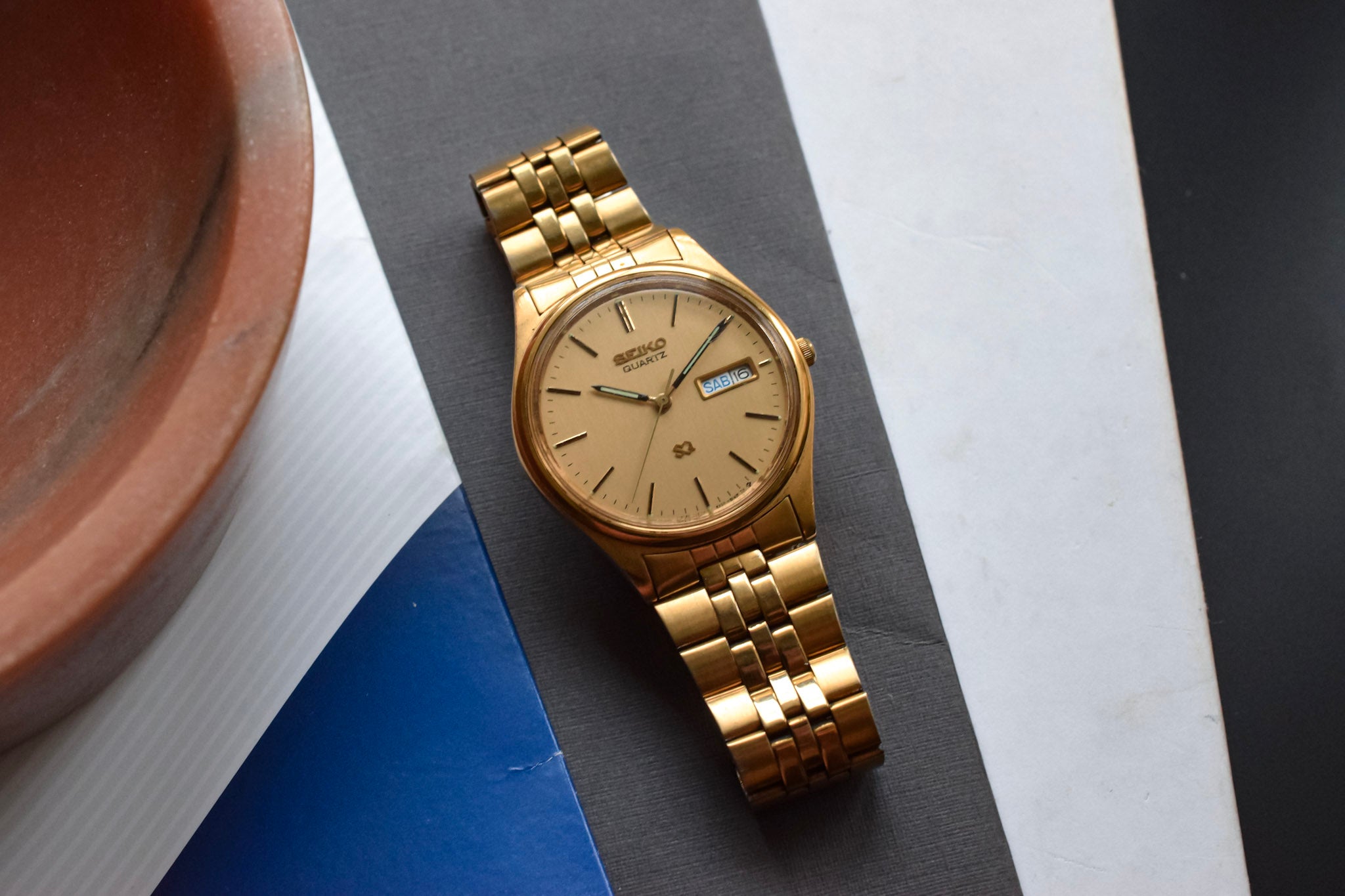 1988 Seiko SQ Champagne DayDate Oldtimer Watch Shop