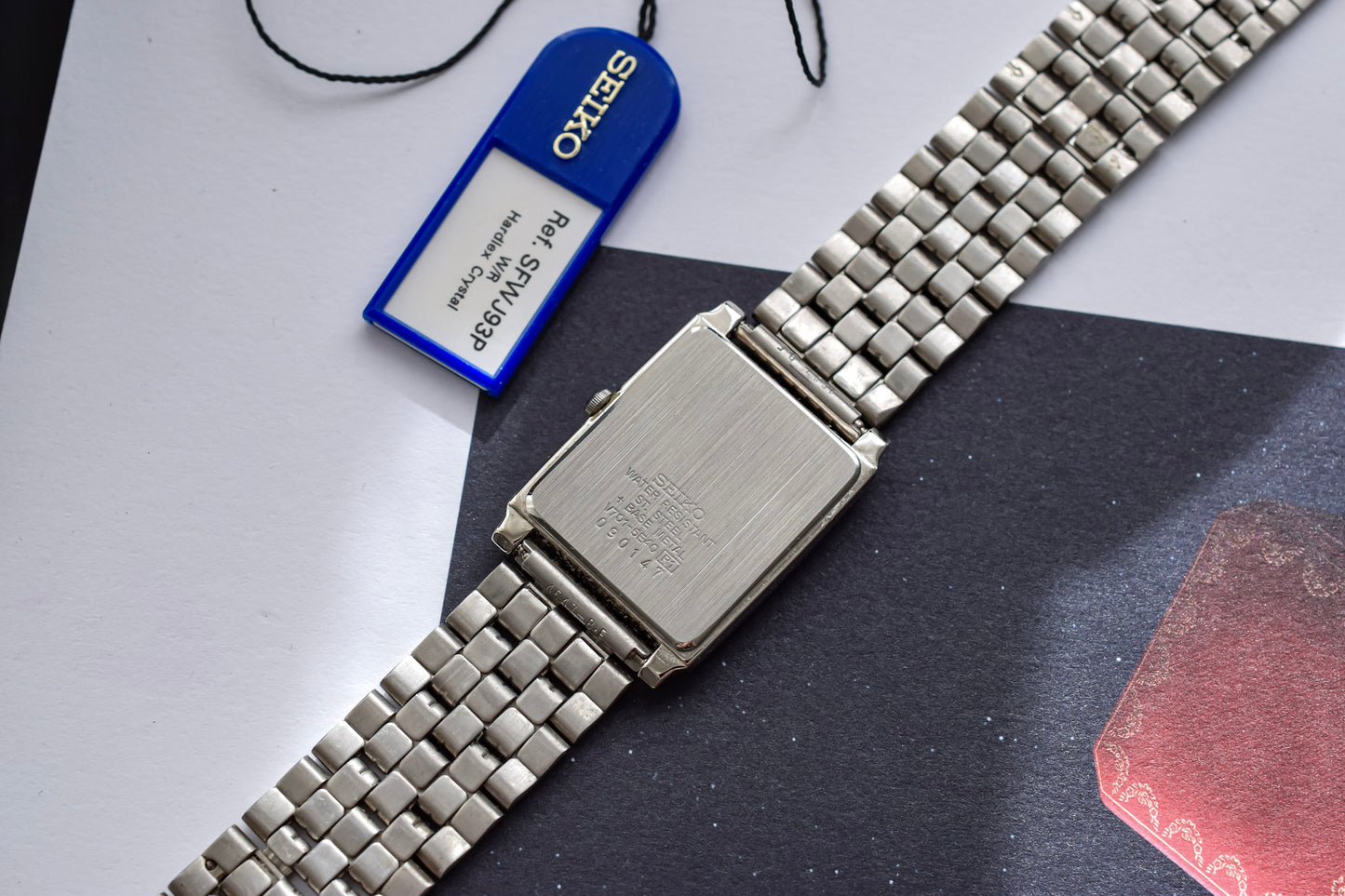 2000 Seiko White Guilloche Dial Tank - New Old Stock