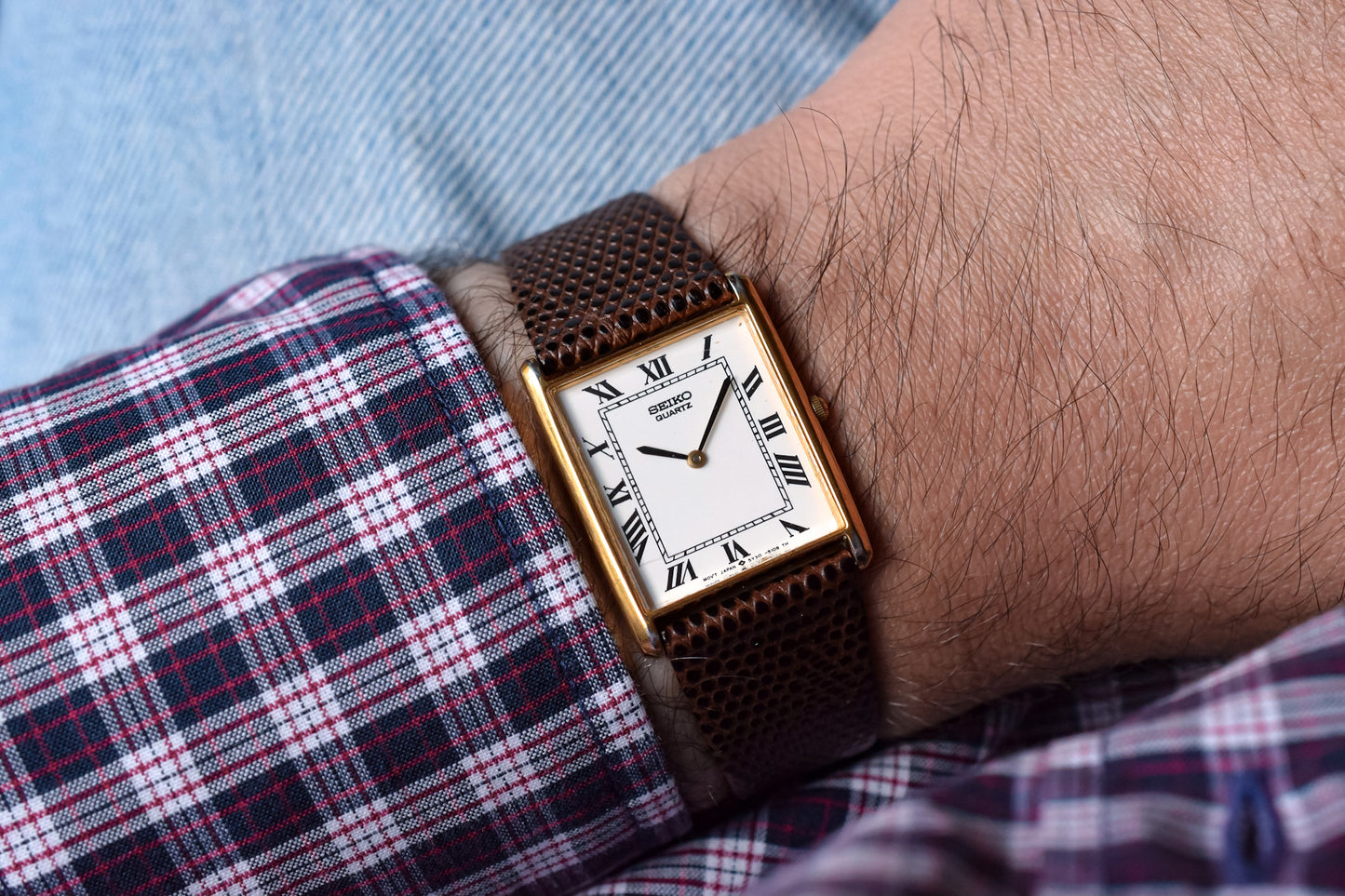 1992 Seiko Roman Tank - Brown Strap
