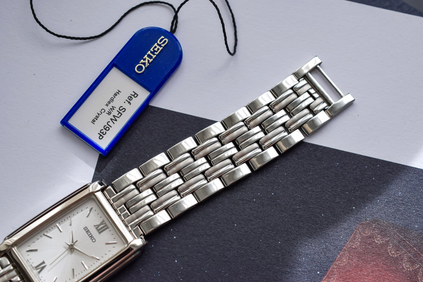 2000 Seiko White Guilloche Dial Tank - New Old Stock