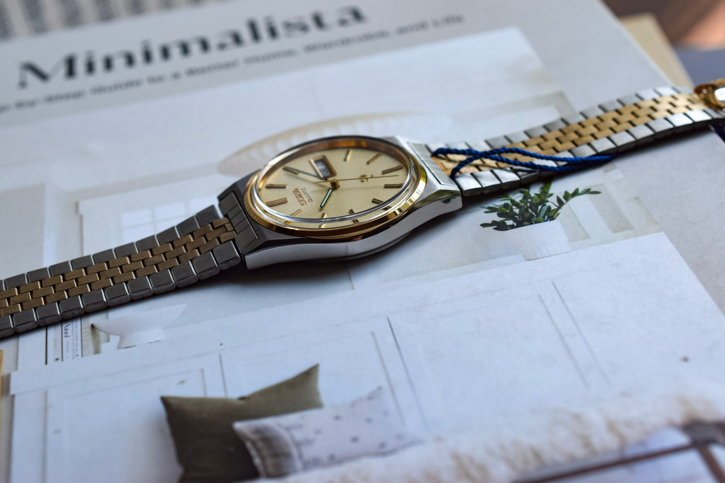 1982 NOS Seiko SQ Champagne Sparkle Dial Day-Date
