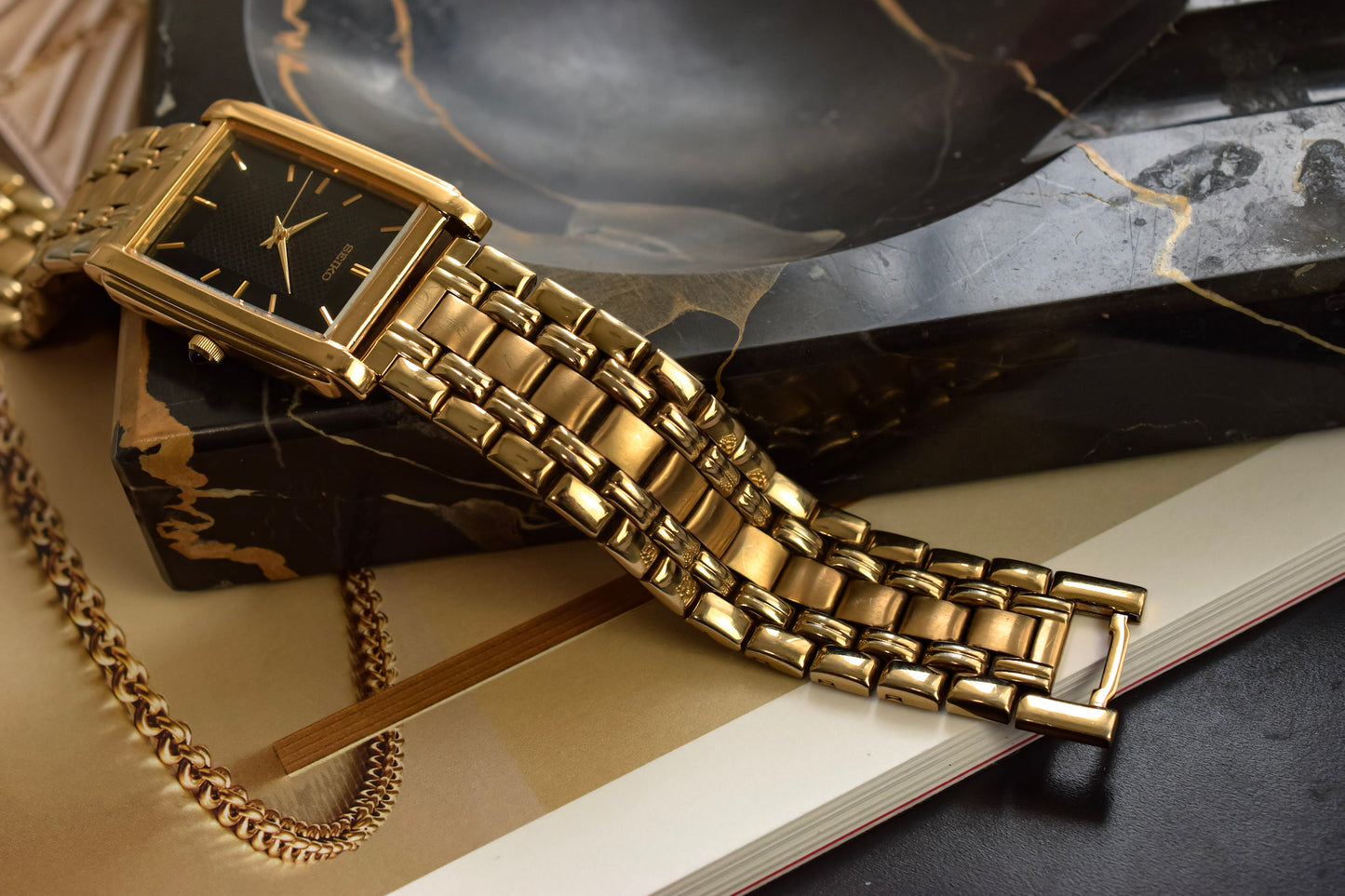 1997 Seiko Gilt Stepped Case Tank