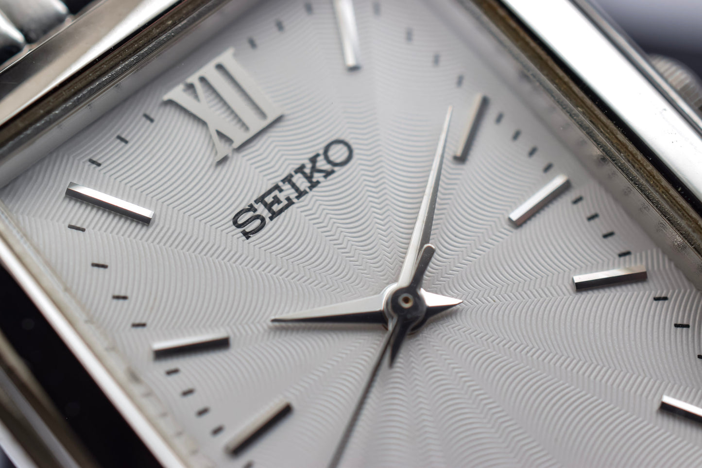 2000 Seiko White Guilloche Dial Tank - New Old Stock