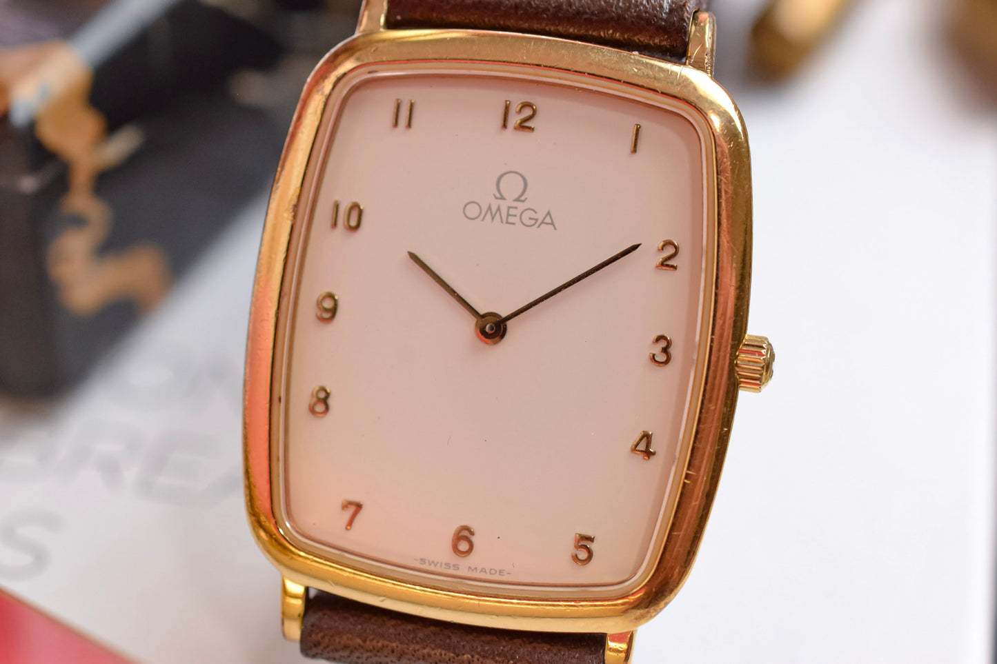 1980s Omega De Ville Quartz Arabic Dial Ellipse
