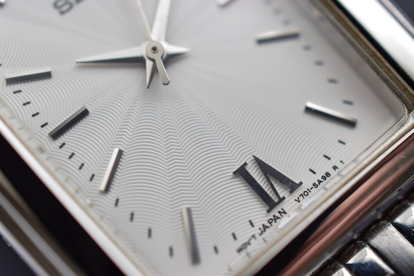 2000 Seiko White Guilloche Dial Tank - New Old Stock