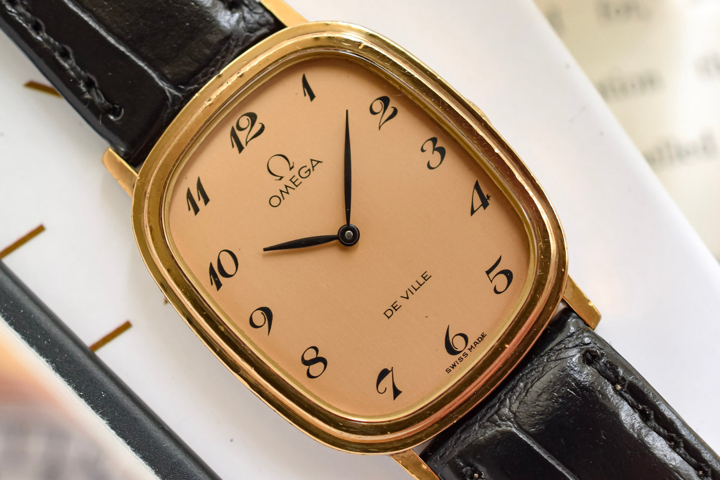 1970s Omega De Ville Gold Plated Mechanical Breguet Dial Ellipse
