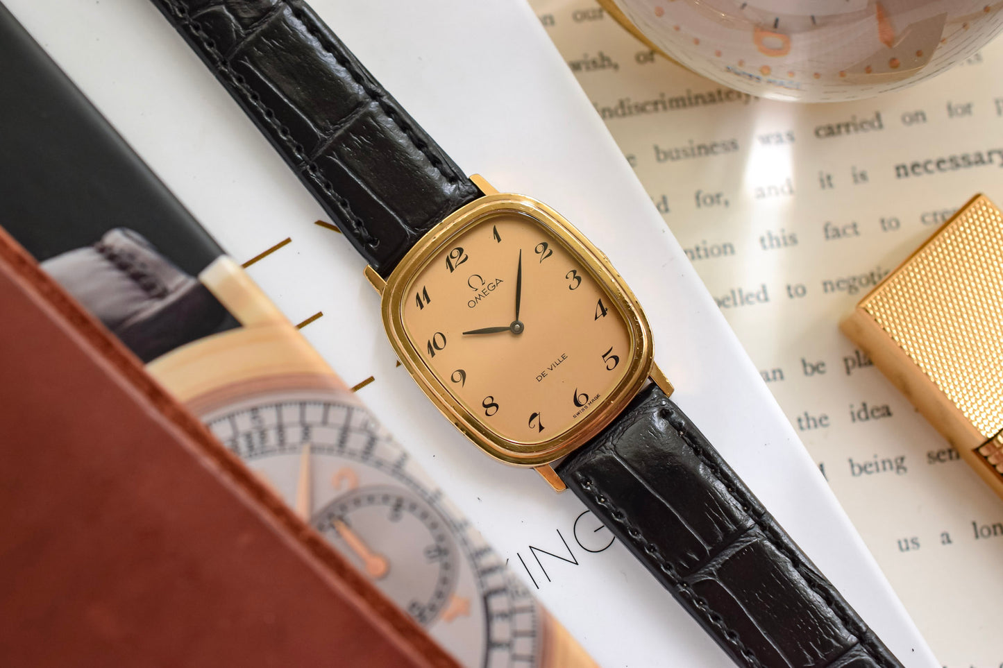 1970s Omega De Ville Gold Plated Mechanical Breguet Dial Ellipse