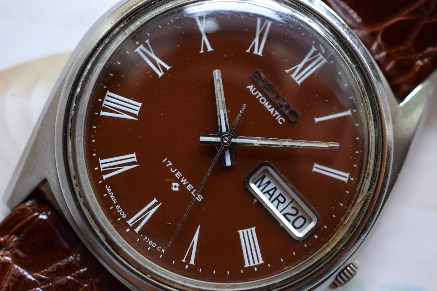 1979 Suwa Seiko Chocolate Roman Dial Day-Date